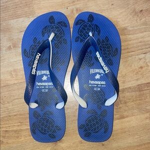 Havaianas x vilebrequin Turtle Design Blue Flip Flops. Size 9/10